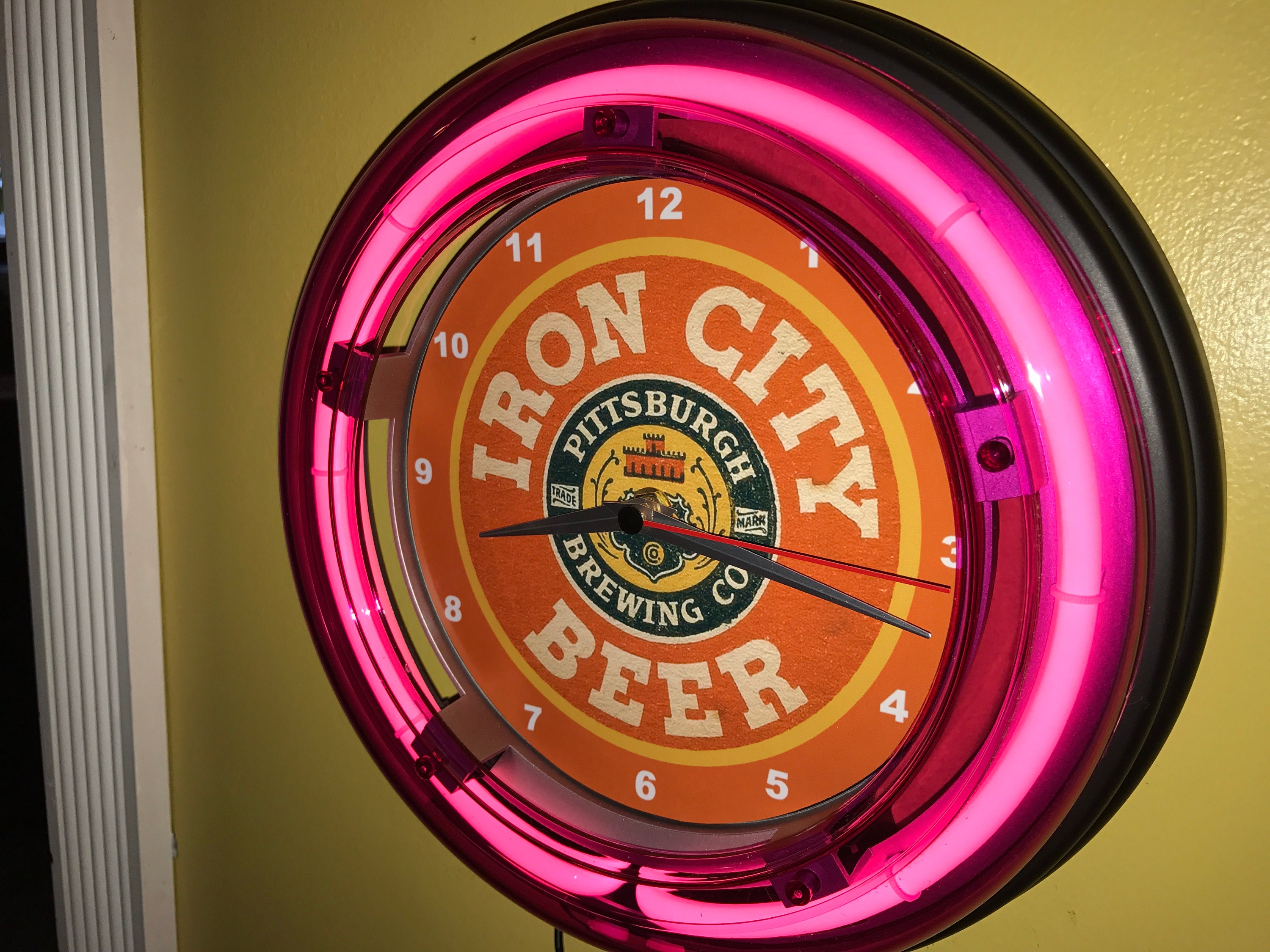 Iron City Beer Bar Man Cave Neon Clock Advertising Sign Etsy