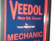 Veedol Mechanic on Duty Motor Oil Gas Service Station Garage Bar Advertising Man Cave Lighted Sign
