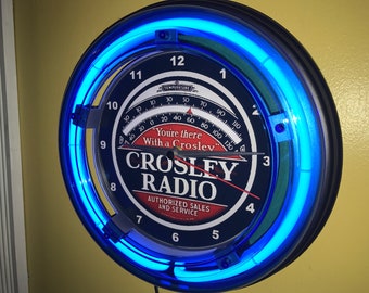 Crosley Tube Radio Dealer Service Sales Sign Wall Clock 