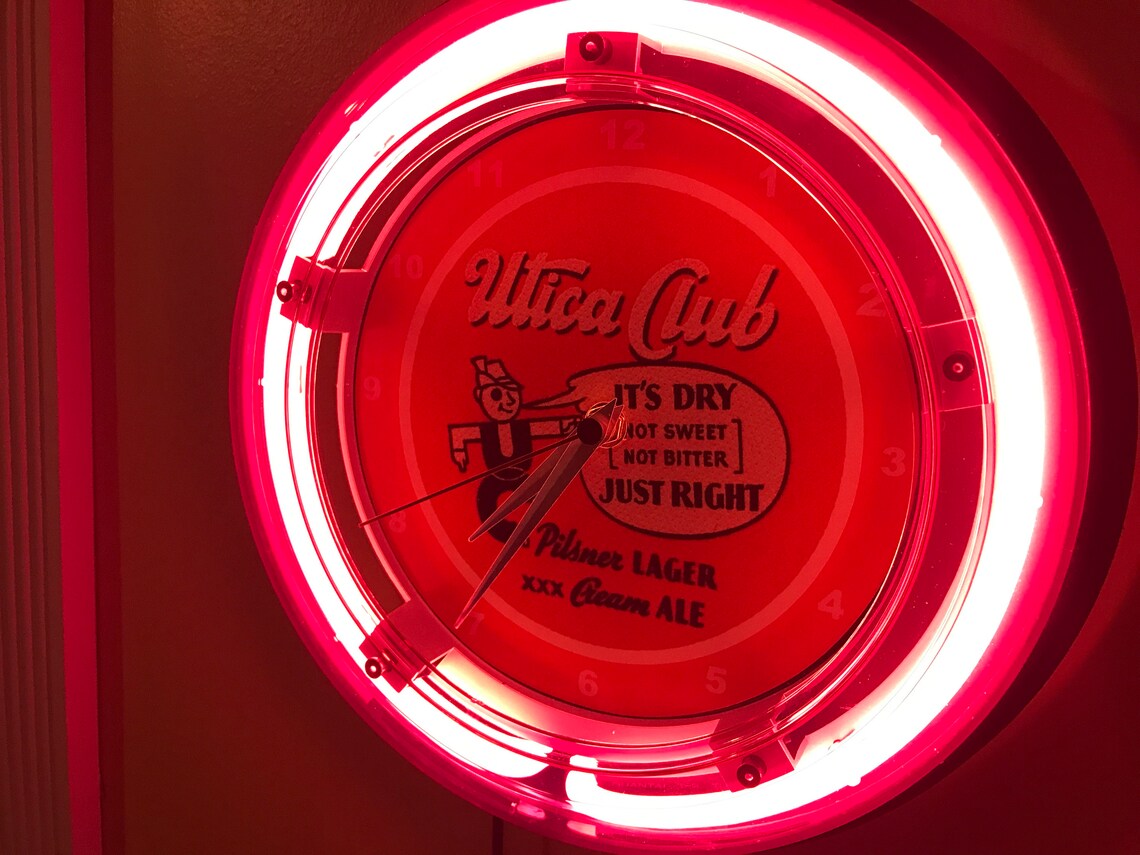 Utica Club Beer Bar Man Cave Neon Clock Advertising Sign Etsy