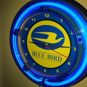 Blue Bird School Bus Station Driver Bar Advertising Wall Clock Sign