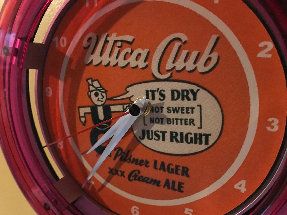 Utica Club Beer Bar Man Cave Neon Clock Advertising Sign Etsy