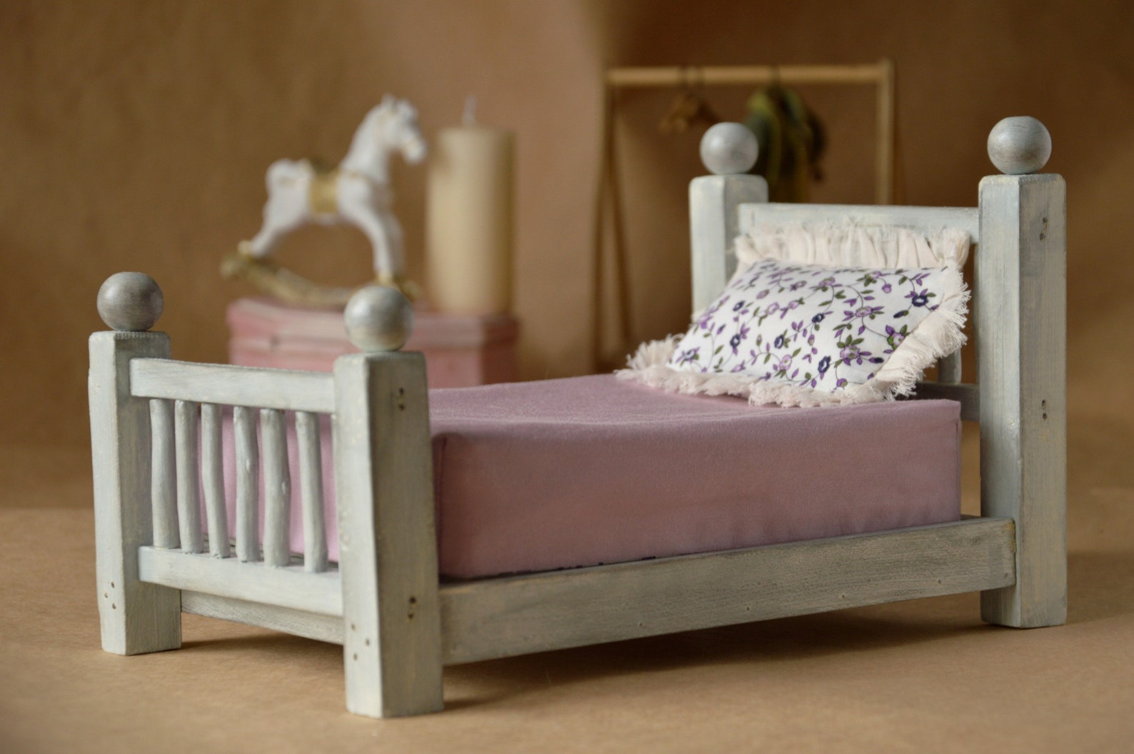 Handmade wooden bed for dolls in Provence style 10 inch Etsy