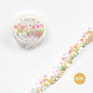 BGM Floral Washi Tape Foil Stamping Masking Tape 20mm x 5m - Japanese Stationary