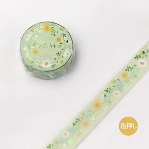 BGM Floral Washi Tape Foil Stamping Masking Tape 15mm x 5m - Japanese Stationary
