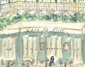 Cafe de Flore Collectible Painting | Paris Room Decor