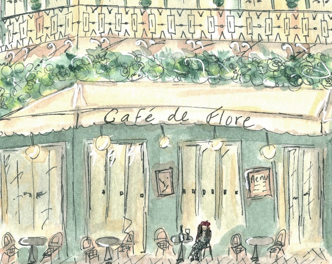 Cafe de Flore Collectible Painting | Paris Room Decor