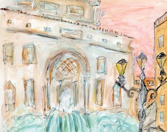 Trevi Fountain Rome Italy Print: Signed Limited Edition (12''x9'')