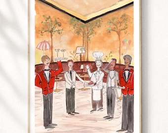 Bemelmans Bar Art | Carlyle Hotel NYC Wall Art | Vintage Hotel Art Print