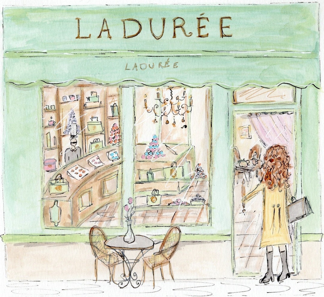 Ladurée Store Paris Painting Laduree Macarons Wall Art Print and ...