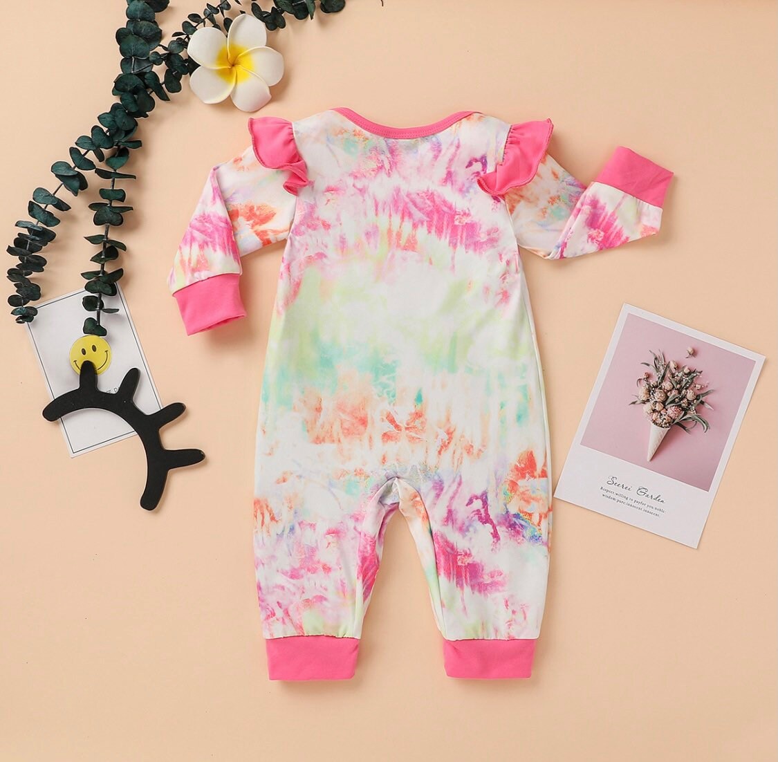 Colorful Tie-dye Long Sleeve Bodysuit Romper Jumpsuit Little Girl ...