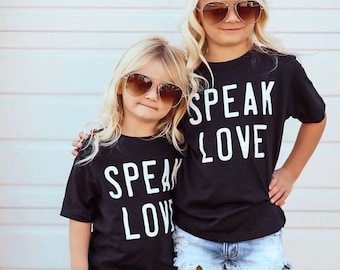 Children's Black Short Sleeve Speak Love T-shirt