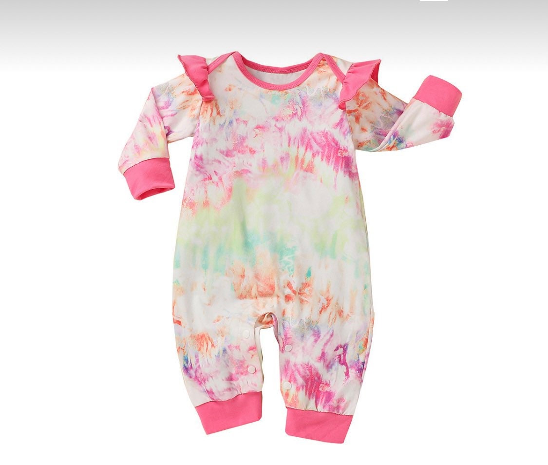 Colorful Tie-dye Long Sleeve Bodysuit Romper Jumpsuit Little Girl ...