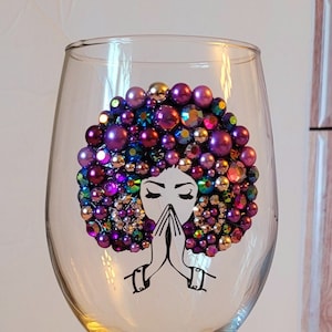 Wine Glass | Bling Stem Wine Glass | Gifts for Her | Gifts for Mom | Custom Gift | Birthday gift | Bedazzled Glass | Rhinestone Cup | gift