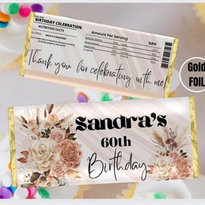 Personalized Candy Bar Wrappers Party Favors Metallic Foil Included ...