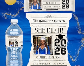 卒業記念新聞紙パーティーグッズセット｜編集可能なCanvaテンプレート（デジタルダウンロード）