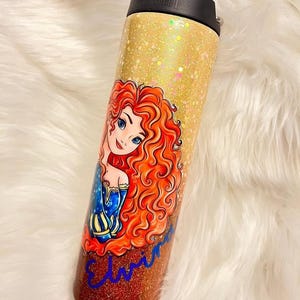Brave Inspired Tumbler – Merida Glittery Orange 20oz/30oz Stainless Steel Cup – Custom Disney Gift – Handmade Drinkware – Fierce Vibes
