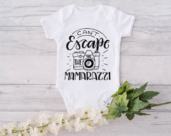 Can't Escape The Mamarazzi | Camera Onesie®|Photography Onesie|Cute Onesie| Joke Onesie| Take Home baby outfit