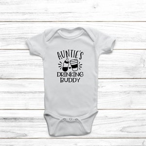 Auntie&#39;s Drinking Buddy Onesie ® | Personalized Onesie | Baby Shower Gift | Baby Girl Onesie | Baby Boy Onesie | Aunt Onesie | Cute Onesie