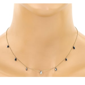 Genuine Diamond Necklace 18K Gold Jewelry,1.63 Grm, Black Diamond Jewelry, For Women, Gifts for Her, Natural Stone Jewelry