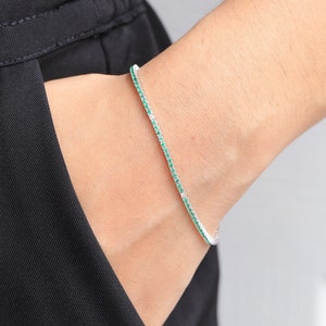 14k Gold Emerald & Diamond Tennis Bracelet, Minimalist Bracelet, Bridal Wedding Gift, Dainty Tennis Bracelet, May Birthstone,Mother Day gift
