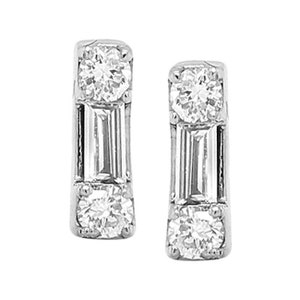 Genuine Diamond Bar Stud Earrings 14K Rose Gold Jewelry,6mm x 2mm