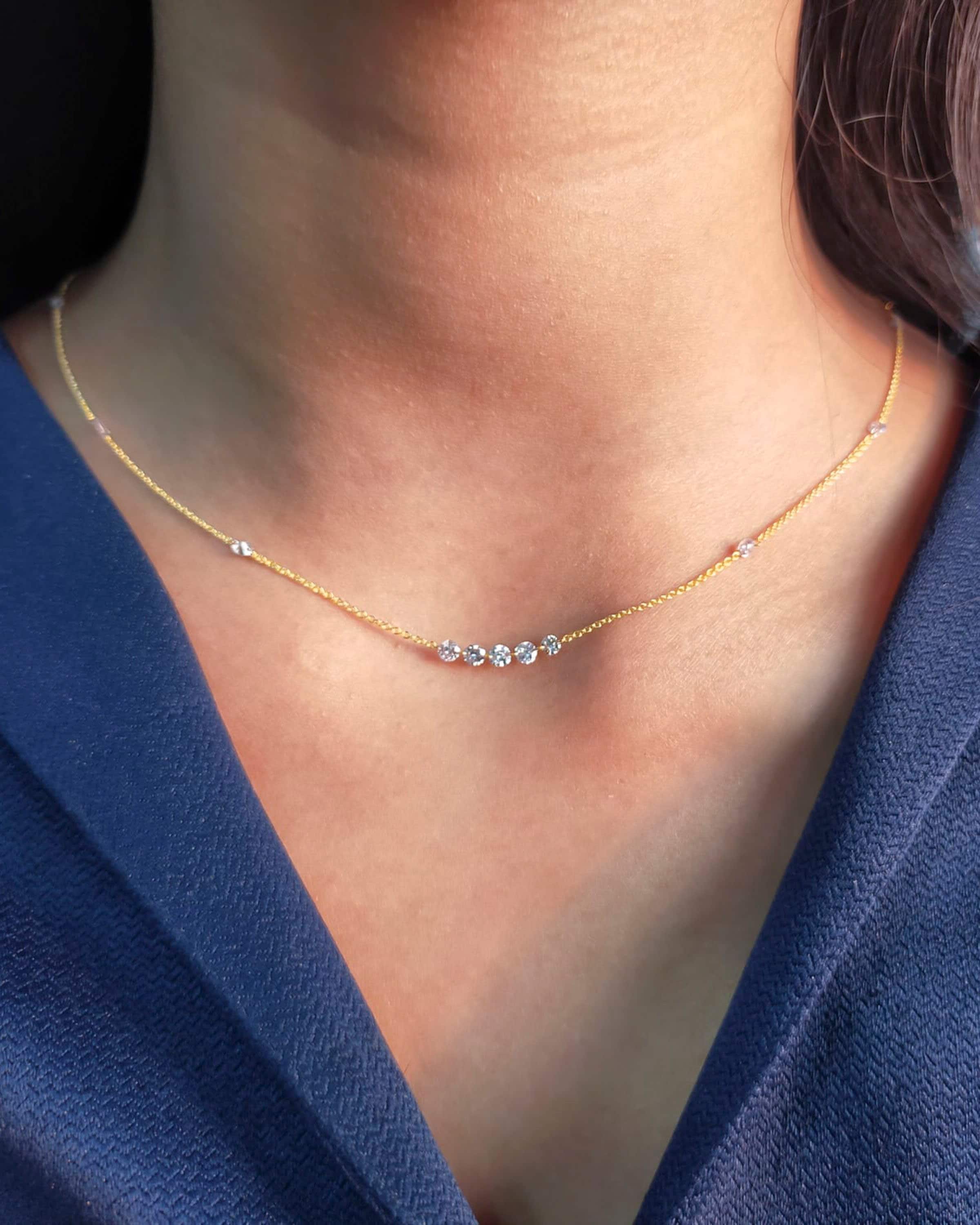 14K Tiny Diamond Necklace Thin Chain 14K Classy Women Etsy how-much-does-a-2025-jeep-cost-khalil-wood
