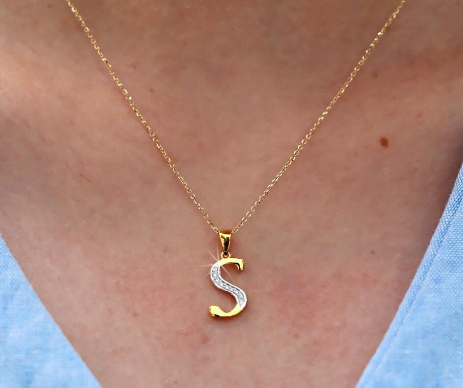 9K Solid Gold Alphabet Pendent Personalized Letters Charm Etsy