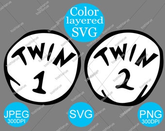 Twin 1 & Twin 2 Layered SVG - easy Iron on costume with printer- Use vinyl on Cricut to cut Silhouette-Sticker- Sublimation - Costumes
