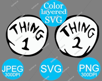 Thing 1 & Thing 2 Layered SVG - easy Iron on costume with printer- Use vinyl on Cricut to cut Silhouette-Sticker- Sublimation - Costumes