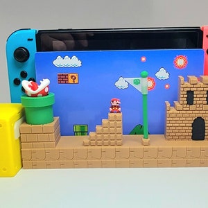 Nintendo Switch Mario Themed Charging Dock and 14 Game Holder, Glows in the dark!