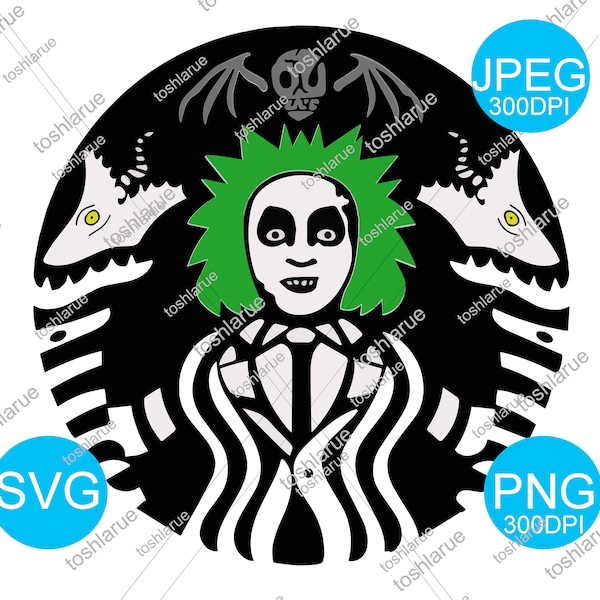 Beetlejuice Starbucks logo NEW!! SVG Cut File- Tumblers - Shirts - Stickers -Sublimation - Cricut