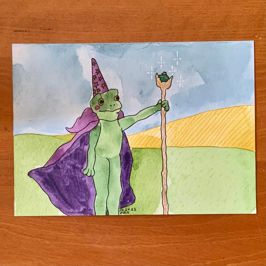 Wizard Frog Original Watercolour Painting Etsy
