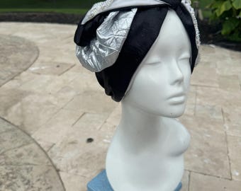 Turbante personalizzato per eventi/ Turbante con fiori e strass