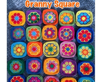 Crochet African Flower Granny Square Pattern, Intermediate Level (PDF Pattern)