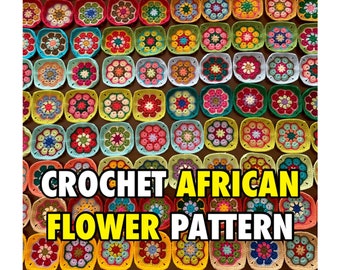 Crochet African Flower Pattern, Intermediate level African flower PDF pattern, Rare find pattern, Motif for blankets, Motif for pillow cases