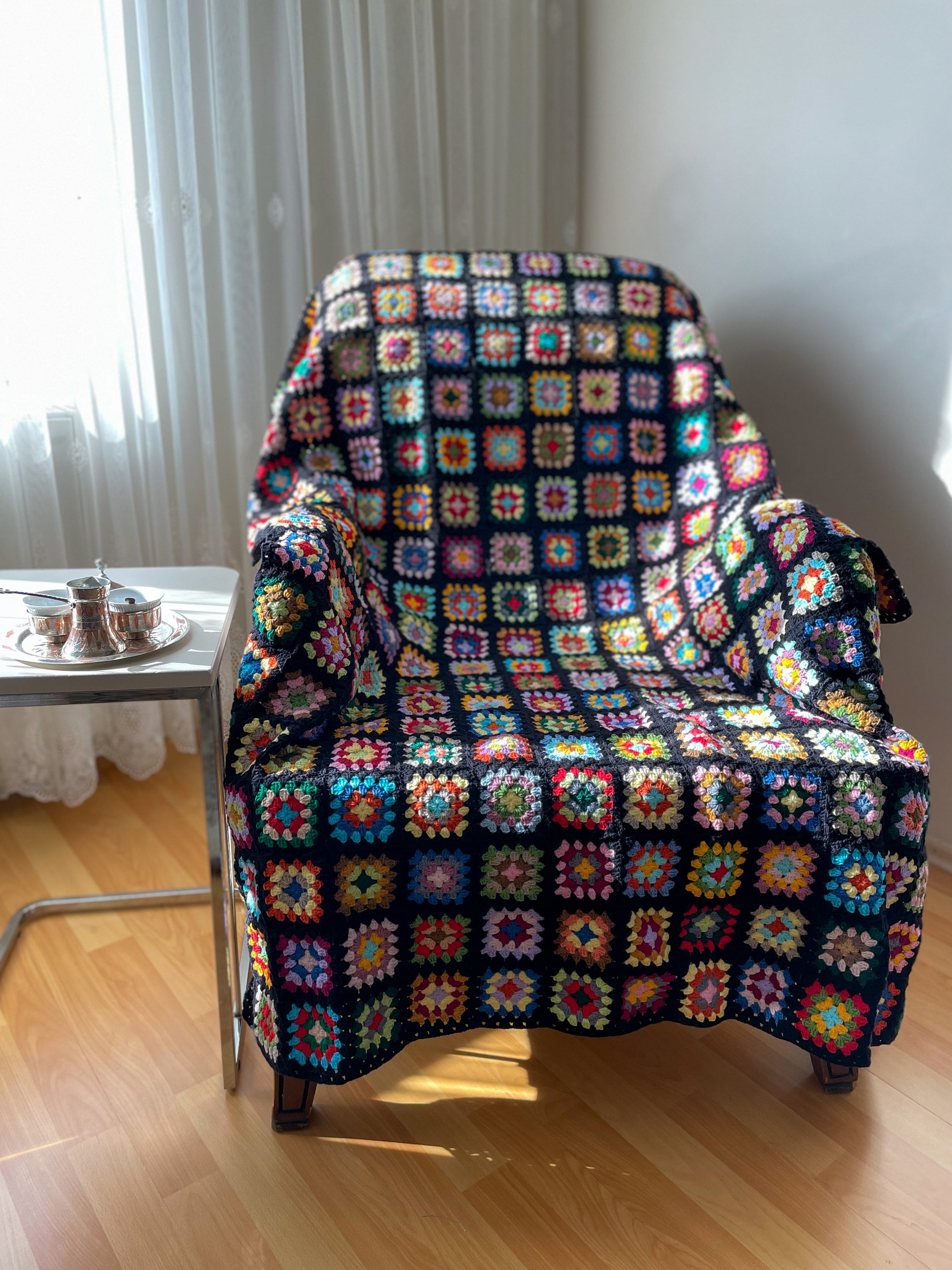 Crochet Full Size Cotton Couch Throw Christmas Gift Colorful