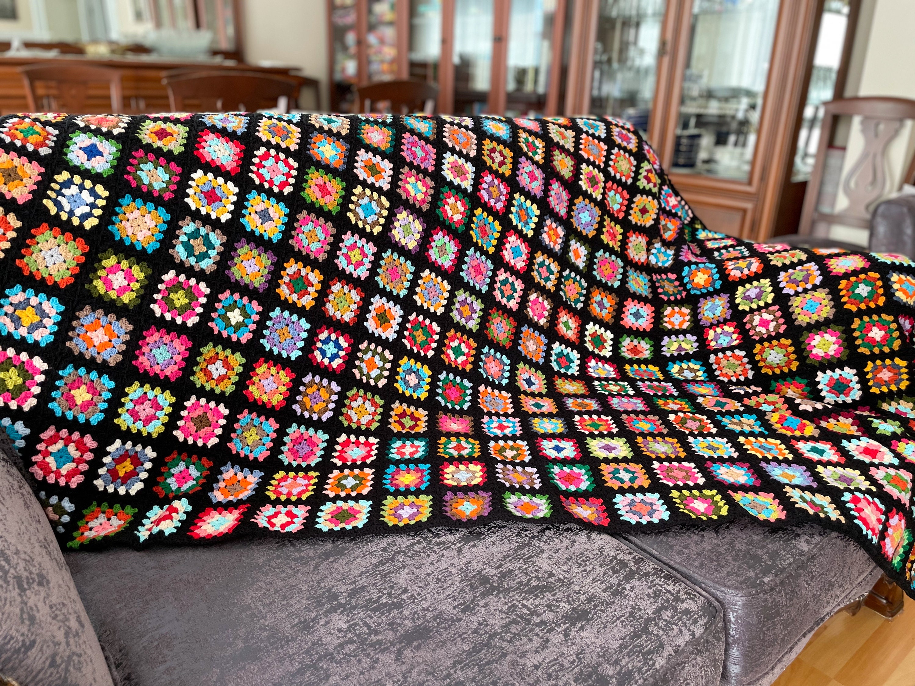 Crochet Full Size Throw Roseanne s Afghan Granny Square Afghan Cotton Cozy Retro Afghan Decorative Couch Throw Homemade Christmas Gift Etsy Canada