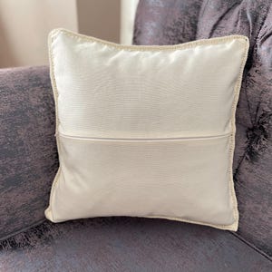 Crochet Daisy Pillow Cover, Black Trim Floral Granny Square Cushion offwhite - fabric b.