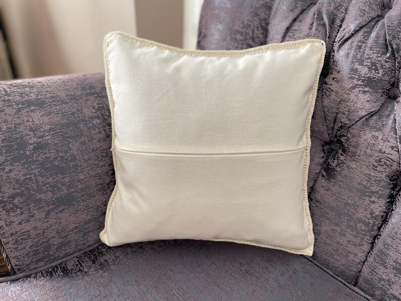 Crochet Daisy Pillow Cover, Black Trim Floral Granny Square Cushion offwhite - fabric b.