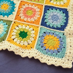 Crochet Floral Granny Square Baby Blanket Pastel Color Flower - Etsy