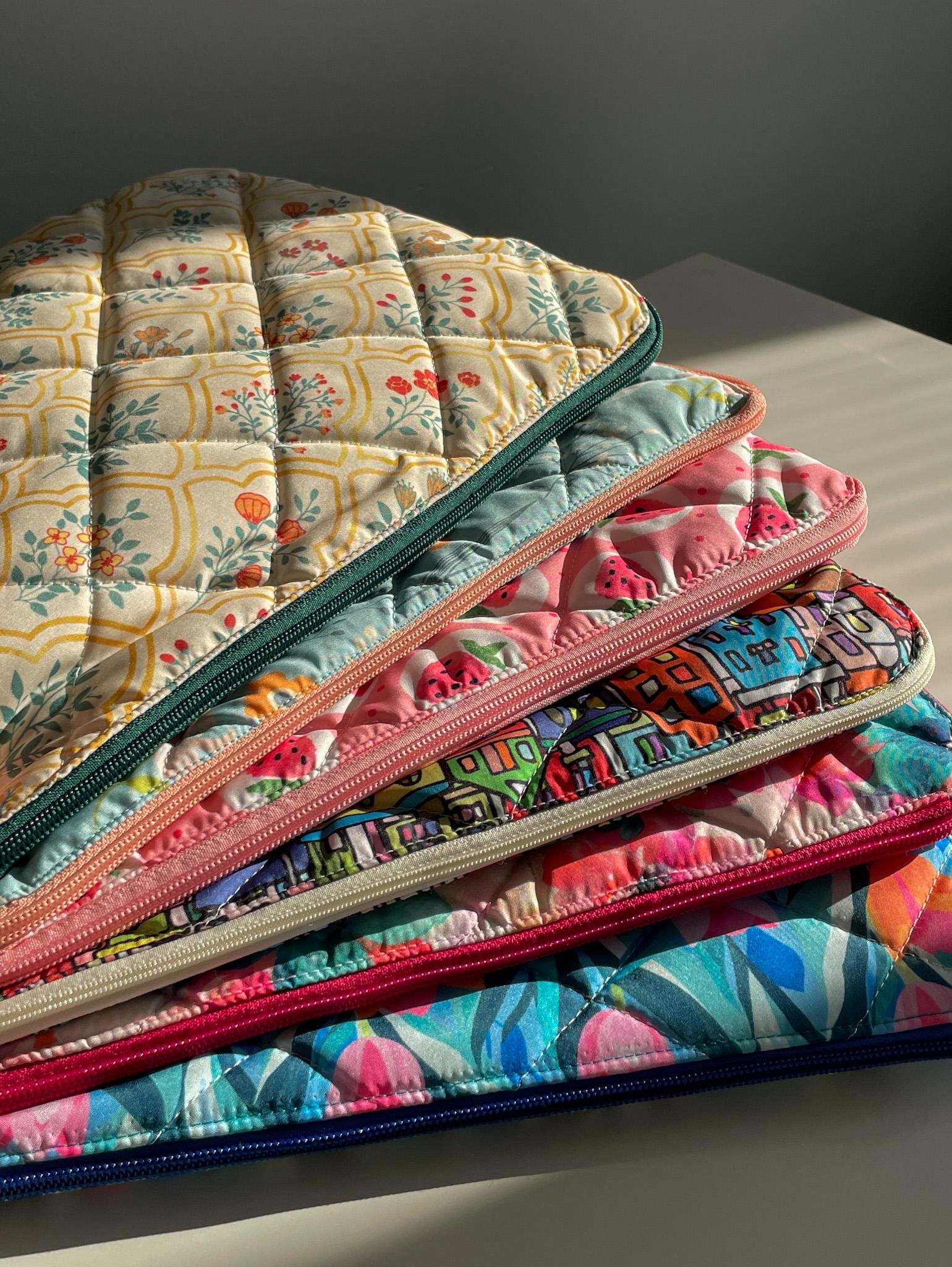 Quilted Floral Laptop Sleeve, Waterproof Tablet Case, Custom Size