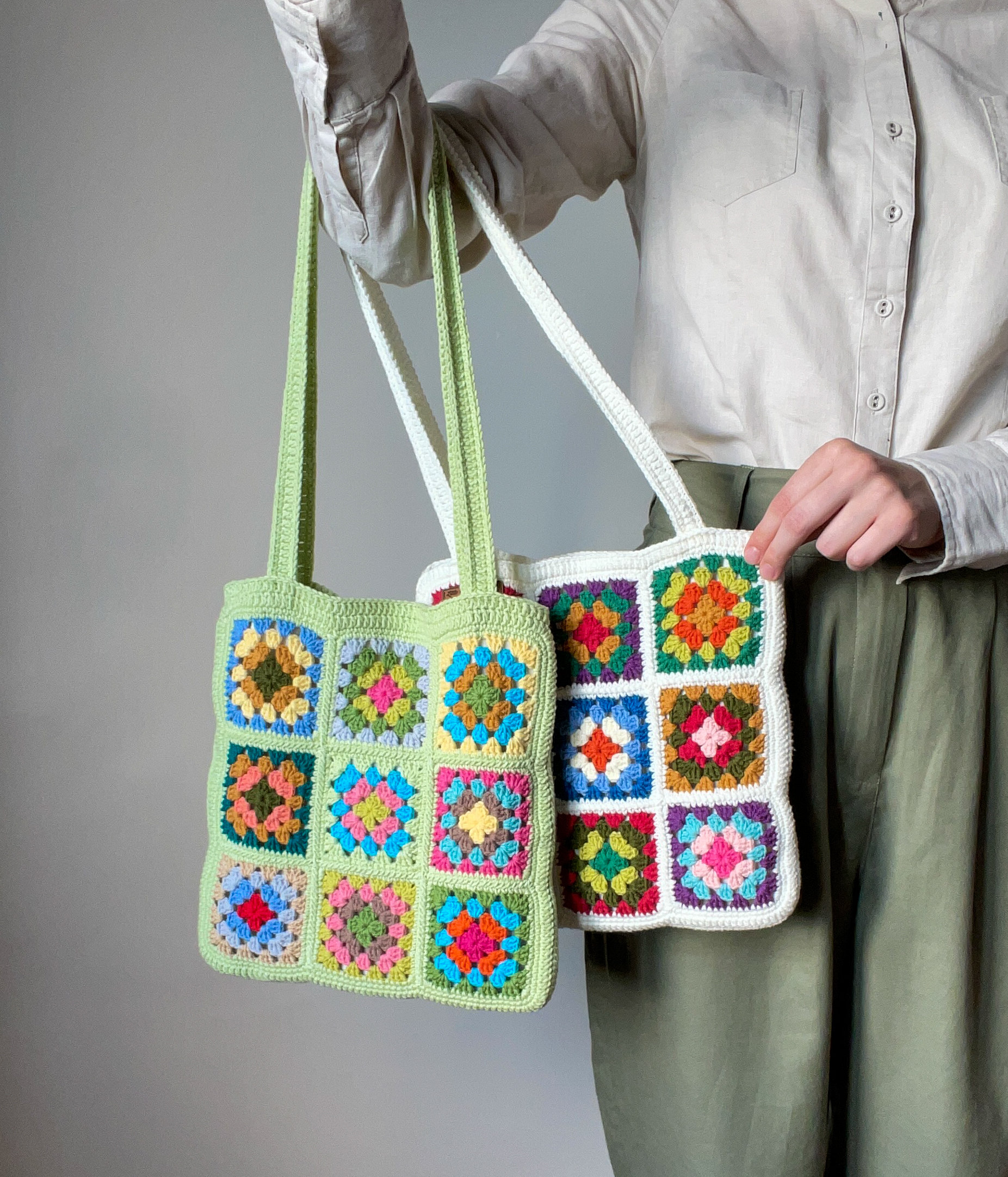 Sac Bandoulière Bohème Vintage Fait Main Au Crochet - Laine Multicolore - Taille Moyenne/Grande - Neuf