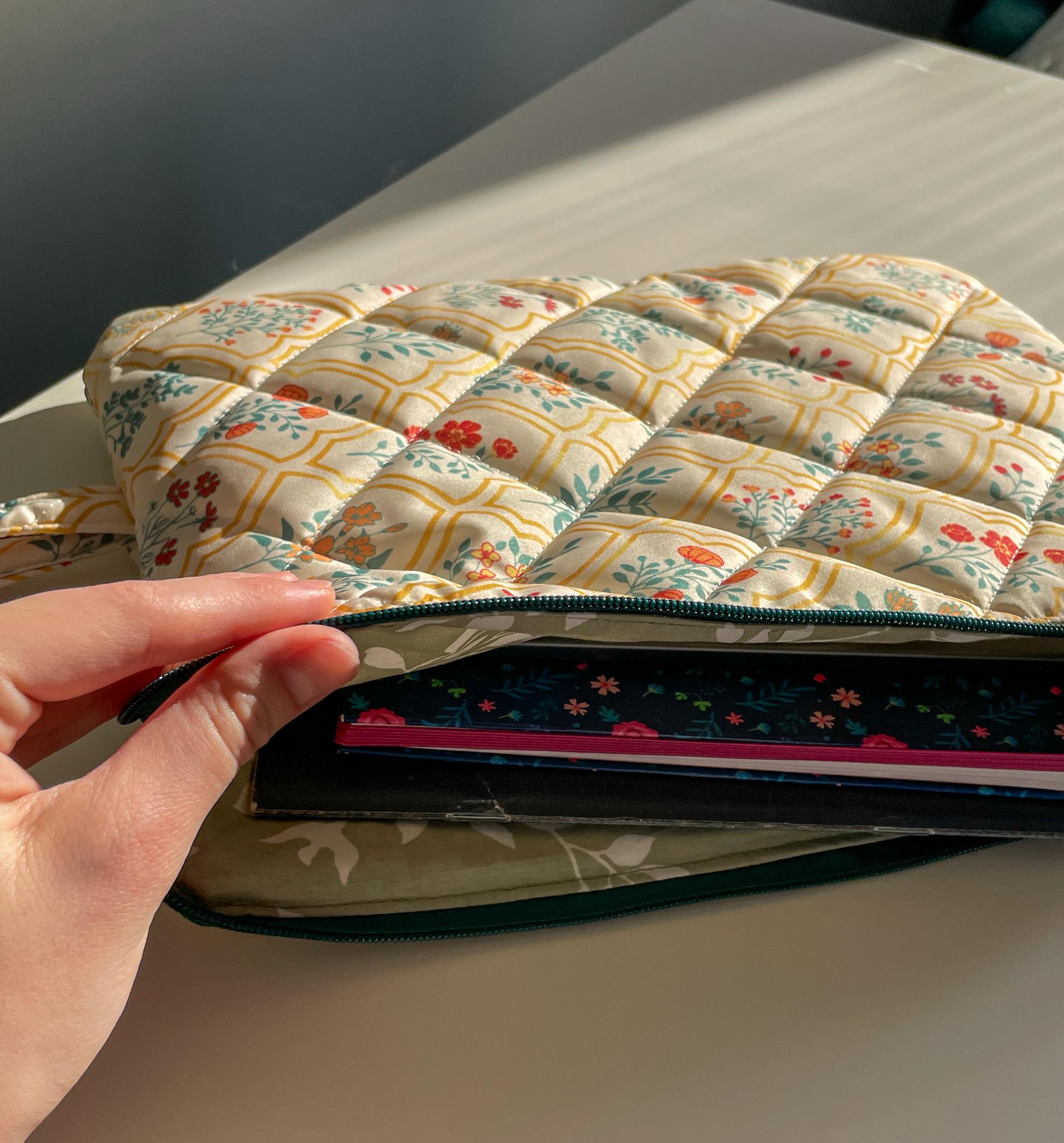 Quilted Floral Laptop Sleeve, Waterproof Tablet Case, Custom Size