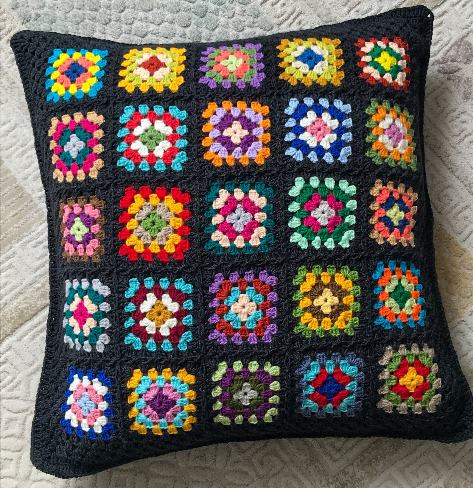 Crochet Granny Square Pillow Cover Afghan Cushion Case Etsy