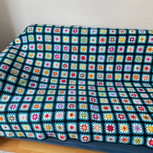 Crochet large cotton afghan, Full size napping blanket, Decorative couch throw, Retro lap blanket, Gift for him, Homemade gift for husband