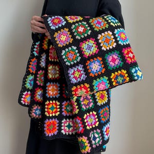 Mantas cuadradas de abuela tejidas a crochet, manta grande, manta decorativa retro para sofá, manta de Roseanne, manta de algodón para el regazo, manta acogedora para la siesta.