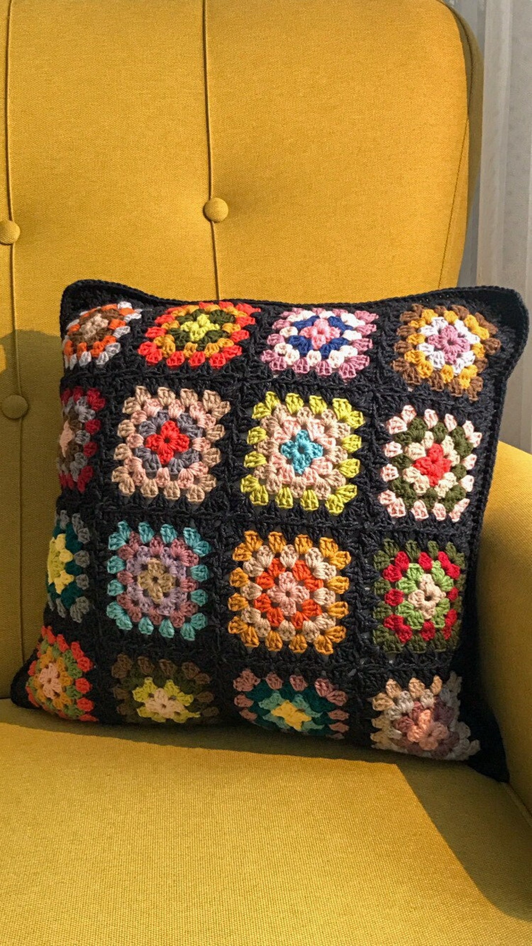 Crochet Granny Square Pillow Cover Afghan Cushion Case Etsy