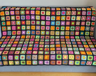 Brand new crochet large afghan, Grandma square couch throw, Decorative badspread, Cotton lap blanket, Retro daybed throw, Roseanne's afghan