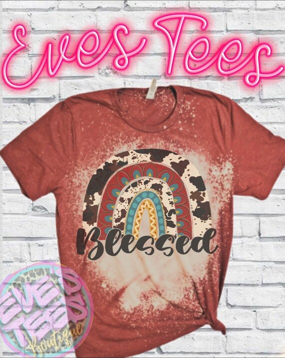 Blessed Cowhide Rainbow T-shirt Vintage 